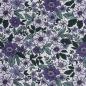 Preview: Leichter Baumwollstoff Blüten flieder lila mattgrün